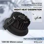 Led Downlights 13W Dimmable 90-95mm Flat/Recessed Black With Au Plug CRI>83 120°