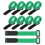 10Pcs Reusable Cable Ties 8"x0.79" Adjustable Reusable Hook & Straps Green