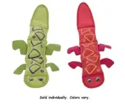 Dog Toy Invincible 3 Squeaker Fire Hose Lizards Stuffing Free Assorted Color 24"
