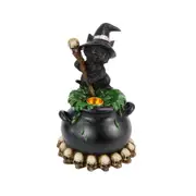 1pce 19cm Cat Witch Cone Incense Flow Holder Cauldron Pot On Skulls