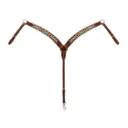 Painted Aztec Design Contoured Breast Collar