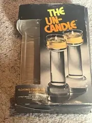 The Un-Candle 9" Glass Floating Candle Set By Corning Pyrex w/Wicks #124