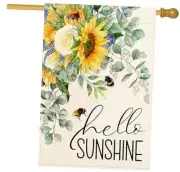 Baccessor Summer Hello Sunshine Sunflower House Flag Double Sided 28x40 Inch,
