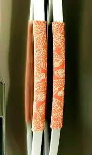 Refrigerator Oven Door Padded Handle Covers Leaves Sketch Coral Set of Three