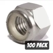 1/2-13 100 Pack Stainless Steel Nylon Insert Lock Nuts Locking Hex Nuts 1/2-13