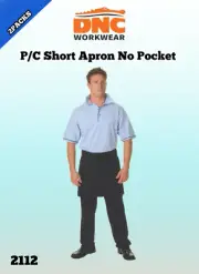 DNC 2PACKS Unisex Poly/Cotton Short Apron No Pocket Durable Comfortable 2112