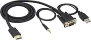 zdyCGTime full hd 4k 1080P HDMI male to VGA male Adapter with USB/3.5mm cable,Gold-plated interface hdmi vga audio and video converter cable,Compatible with Laptop,Projector,HDTV,Monitor.(1M/1Pack)