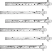 6 Pcs Pocket Ruler with Detachable Clips Stainless Steel Metal 6 inch Ruler, Slide Scale Dual Measurement Precision Rulers for School Office Engineering