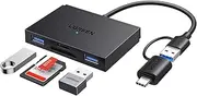 UGREEN USB SD Card Reader 4 in 1, USB A USB C OTG Card Adapter with SD TF Card Slots and 2 USB 3.0 Ports 5Gbps for SDXC/SDHC/MMC/Keyboard/Mouse Compatible with iPhone 16/15, MacBook, iPad, Galaxy S24