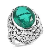 Artisan Crafted Emeraldine Quartz Ring SS 12.90 ctw Size 7 and Size 8