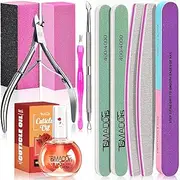 TsMADDTs Nail Buffers and Files, Manicure Tools Kit Nail File Kit with 3PCS Nail Files, 2PCS Nail Buffer Blocks, 2PCS Polishing Nail Buffers,Cuticle Nippers, Cuticle Pusher and Cuticle Oil