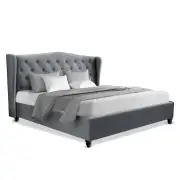 Pier Fabric French Provincial Bed Frame W/ Headboard King Size Grey