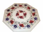 12" white Marble inlay corner / side end handcrafted pietra dura Table Top