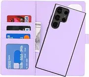 [Cavor] Wallet Case for Samsung Galaxy S23 Ultra 6.8" Leather Case 2 in 1 Magnetic Detachable Flip Cover Support Magsafe Charging with Stand Feature Card Slots-Purple