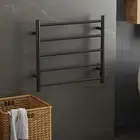 5 Bar Electric Heated Towel Rail, Wall Mounted Towel Rack, Black Carbon Steel