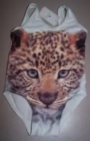 NWT BABY GAP WHITE one piece Lined LEOPARD CAT SWIM SUIT SZ 0-6 Months UPF 40+
