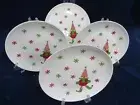 Crate & Barrel Jingle Bell Elf 7" Appetizer/Dessert Plate Porcelain Set of 4