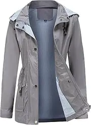 [Generic] Womens Rain Coats Waterproof with Hood Lightweight Windproof Outdoor Climbing Hooded Trench Coats