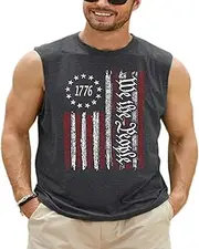 [Theagaea] Men's Big and Tall Tank Top 4th of July Shirt American Flag Patriotic Sleeveless Shirt