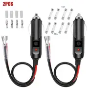 Safe DC 12V Fused LED Light Car Truck Cigarette Lighter Male Plug Adapter A