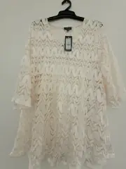 Autograph Plus Size 20 Ivory Stretch Lace Tunic Top Tops Shirt Blouse New