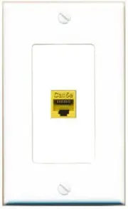 CAT5E-YELLOW Decorative 1 Port Wall Plate [White]