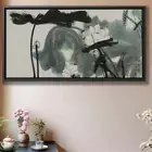 Chinese Black and White Lotus Painting Japanese Art Canvas Wall Decor Framed Art