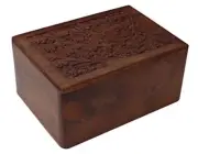 Tree of Life Hand-Carved Rosewood Urn Box - Medium