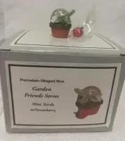 Porcelain Hinged Box Mini Turtle w Strawberry Trinket Midwest PHB New in Box