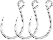 25pcs Inline Single Hooks Replacement Hook for Hard Lures Baits Plugs High Carbon Steel Large Eye Hooks Saltwater and Freshwater Fishing Tackle