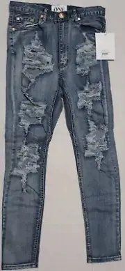 ONE TEASPOON WOMEN'S MUSTANG TRSH RUNAWAY DISTRESSED SKINNY JEANS US 24