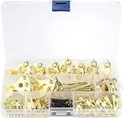 120 Pcs Picture Hangers, Heavy Duty Picture Hanging Kit, Professional Photo Frame Hooks with Nails for Clock, Mirror, House Decoration Holds 10-100 lbs(Color:Gold)