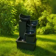 Four-Tier Eco-Friendly Solar Garden Water Fountain Indoor Outdoor Battery LED Lights 72cm