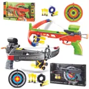 Kids Real Shooting Camouflage Green Crossbow Archery Set Suction Arrows & Target