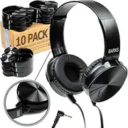 Bulk Classroom Headphones - 10 Pack - Over Ear Student Head Phones: Perfect for Kids in Classrooms, Schools, Libraries, Class Set (Great Value, Durable, Noise Reducing, Comfortable Fit, Easy to Clean)