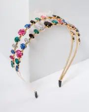 Multi Colour Double Row Crystal Headband