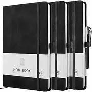 Lined Journal Notebook，3 Pack Ruled Lined Notepads，A5 Notebooks Multipack, Classic Notebook,Hardback Journal Notebook with 1 Black Gel Pens for Work, Study, Journaling, Note Taking, 200 Pages/Pack