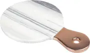 Natural Marble Cheese Serving Paddle Board with Stainless Steel Copper Trim Hand