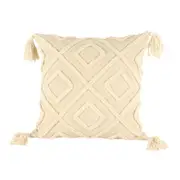 Maine & Crawford Harriett 46x46cm Cotton Cushion w/ Tassel Pillow Decor Cream