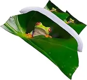 Mikinona 3D Printed Sheets Set Boys and Girls Bedding Cartoon Frog Pattern Comfortable Polyester Bed Cover Set