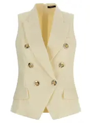 [Balmain] Balmain-Gold And Gold Coin Gilet Bianco-Donna 36FR