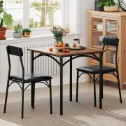 Costway3-Piece Dining Table Set with Upholstered Seats-Black
