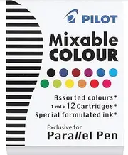 PILOT Parallel Mixable Color Ink Refills for Calligraphy Pens, 12 Colors, 12-Pack (77312)
