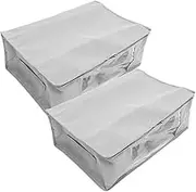 HOOTNEE Closet Organizer Compressible Storage Box Blanket Storage Bag Zipper Quilt Bag 2pcs Grey