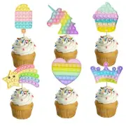 12x Pop It Fidget Toy Cupcake Toppers. Party Supplies Lolly Loot Bags Cake Flag