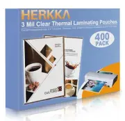 HERKKA 400 Pack Laminating Sheets, Holds 8.5 x 11 Inch Sheets, 3 Mil Clear Th...