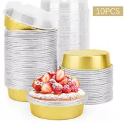 10Pcs 35ml Round Aluminum Foil Baking Mini Cake Pan Baked Cup With Plastic LDD