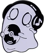 [EACTEL] Cartoon Cute Ghost Enamel Pin Ghost Music CD Brooch Lapel Pin Badge Funny Jewelry Halloween Horror Enamel Brooch for Women Men Boys Girls, Metal