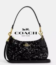 COACH CO951 Teri Shoulder Bag In Sequins And Smooth Leather Gold/Black