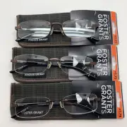 "3 Pair" R241 Foster Grant RICK BRN +1.75 Rimless Reading Glasses READERS
